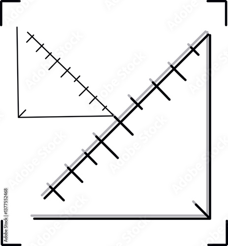 A simple triangle icon or symbol with corners and added lines or segments.