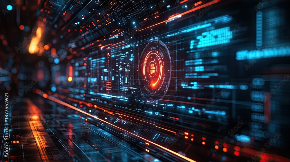 Fototapeta premium A futuristic business automation concept featuring data visualization.