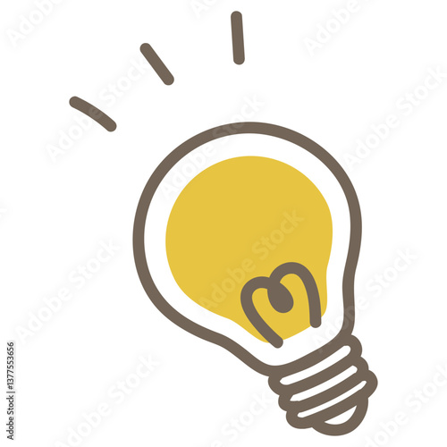 ビジネスシーンで使うシンプルかわいいアイコン＿電球・黄色・白背景

