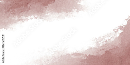 Cuadro en lienzo Abstract watercolor dusty pink color spots vignette on transparent background in