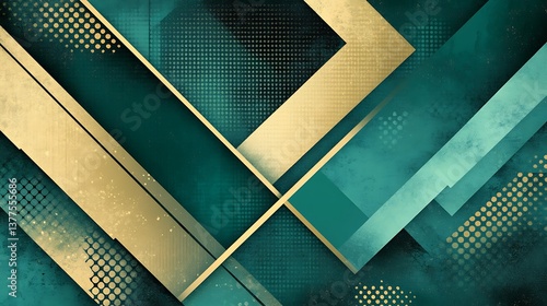 Elegant geometric abstract design featuring teal and gold accents