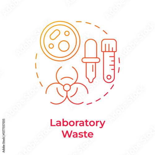 Laboratory waste red gradient concept icon. Microbiological cultures. Biohazard, infection. Round shape line illustration. Abstract idea. Graphic design. Easy to use in presentation, article