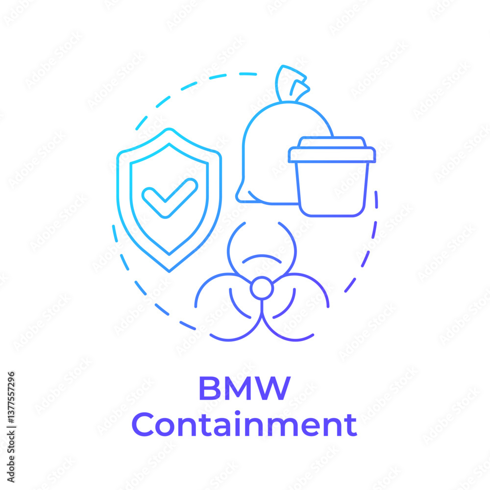 Biomedical waste containment blue gradient concept icon. Safe disposal, garbage management. Round shape line illustration. Abstract idea. Graphic design. Easy to use in presentation, article Biomedical waste containment blue gradient concept icon. Safe disposal, garbage management. Round shape line illustration. Abstract idea. Graphic design. Easy to use in presentation, article