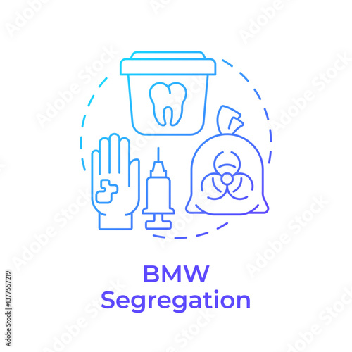 Biomedical waste segregation blue gradient concept icon. Medical garbage sorting. Safe disposal. Round shape line illustration. Abstract idea. Graphic design. Easy to use in presentation, article