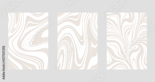 Set of wavy lines abstract backgrounds. Trendy psychedelic retro style banner.  Waves, swirl and twirl pattern.
