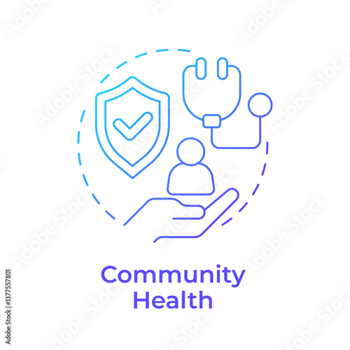Community health blue gradient concept icon. Social healthcare, protection. Medical service. Round shape line illustration. Abstract idea. Graphic design. Easy to use in presentation, article