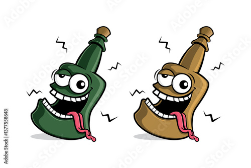 Drunken Bottle character illustration vector design