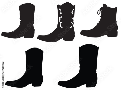 
Cowboy Boot black silhouette vector, Cowboy boot icon vector illustration on white background
