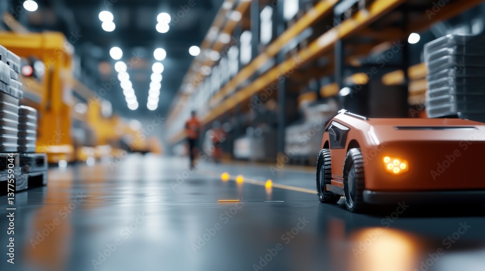 Fototapeta premium Advanced exoskeleton technology providing enhanced strength and mobility to a worker in a high-tech industrial or manufacturing environment.