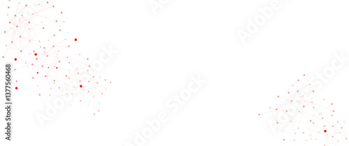 Vector white background with red dots and lines background design.