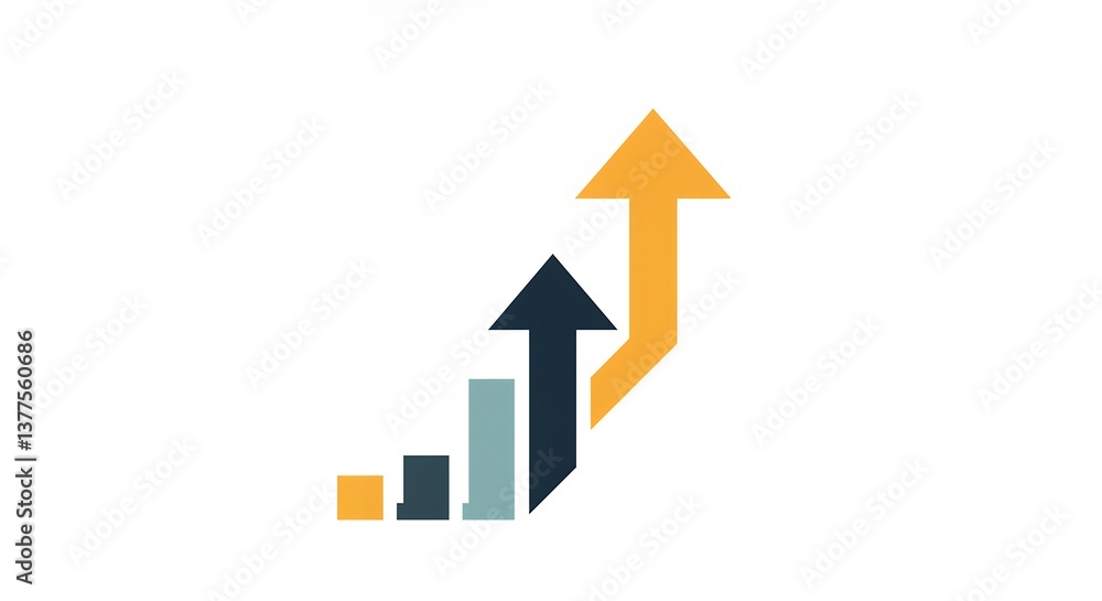 Rising Bar Graph with Upward Arrows Illustrating Business Growth and Success Rising Bar Graph with Upward Arrows Illustrating Business Growth and Success