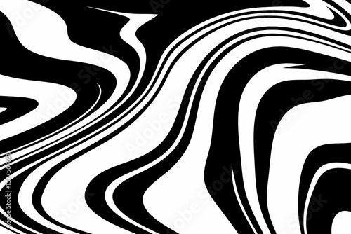 Black fluid wavy abstract lines background. Design illustration for decoration, wall decor, wallpaper, cover, banner.