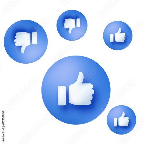 3d Like emoji, 3d icon for social media app, Facebook like icon, Emoji framed background, Blue bubble like button or icon thumbs up or like sign feedback concept on white background 3D rendering
