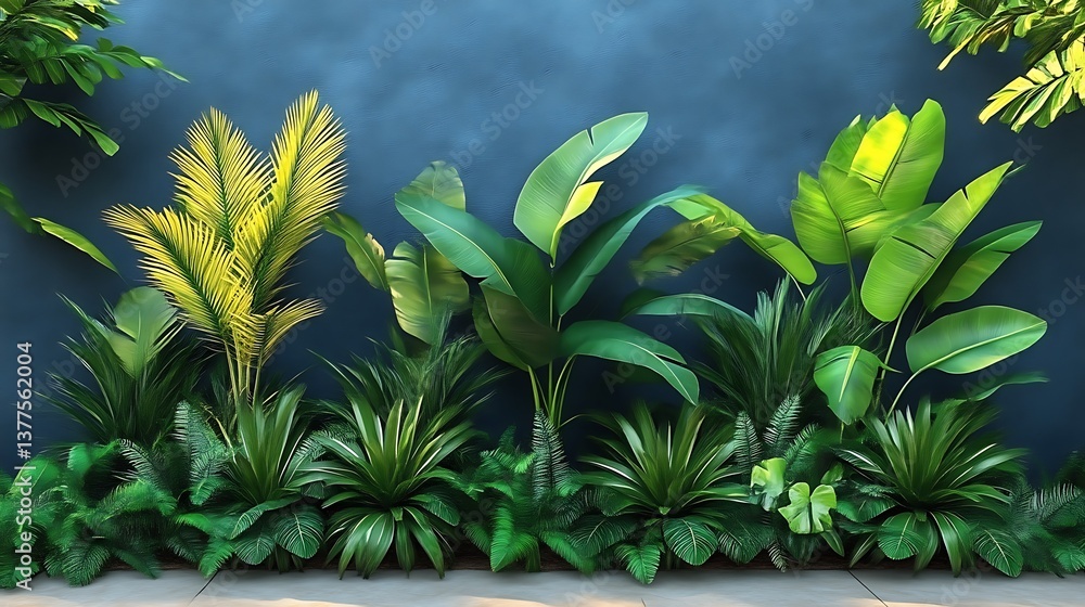 Obraz premium Lush green plants in an artificial garden setting