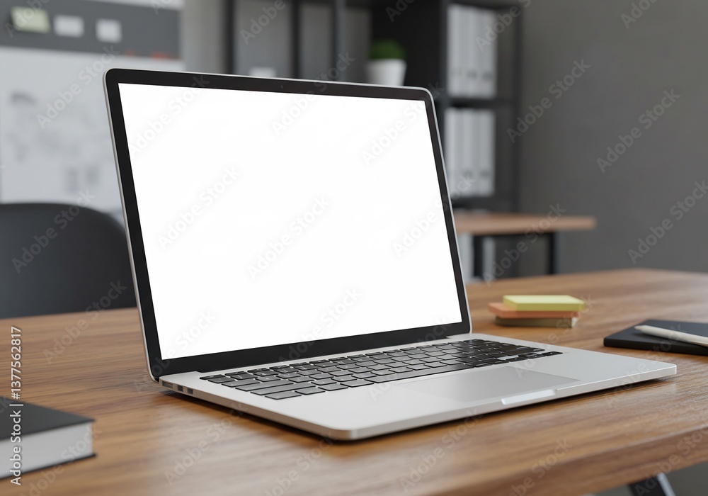 Modern laptop mockup clean workspace neutral light. AI Generated Modern laptop mockup clean workspace neutral light. AI Generated
