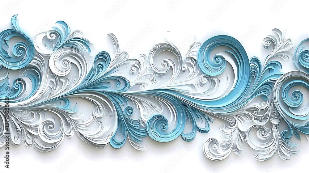 Abstract floral paper quilling design with blue and white colors Abstract floral paper quilling design with blue and white colors