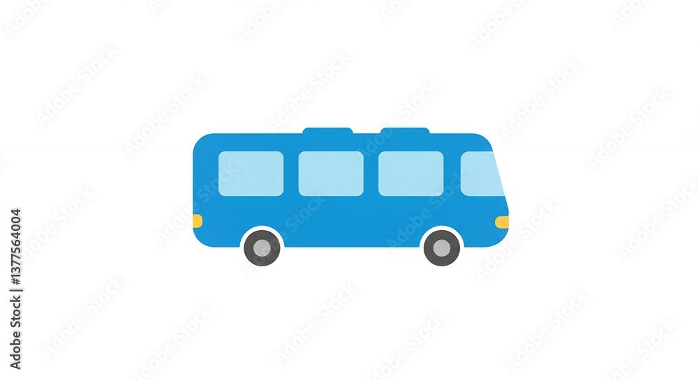 Cartoon Blue Bus Illustration on White Background for Childrens Designs Cartoon Blue Bus Illustration on White Background for Childrens Designs