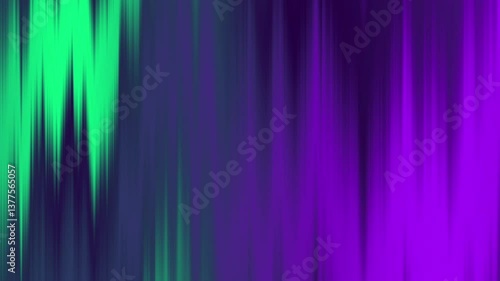 Vibrant abstract animation with vertical blurry lines in green and purple gradient  

