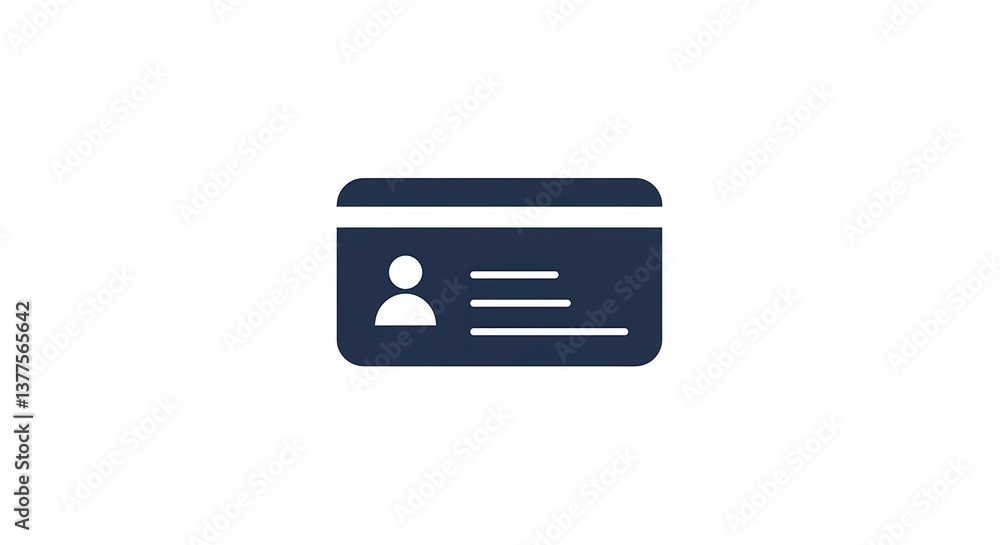 Identity Card Icon on White Background for Business and Security Identity Card Icon on White Background for Business and Security