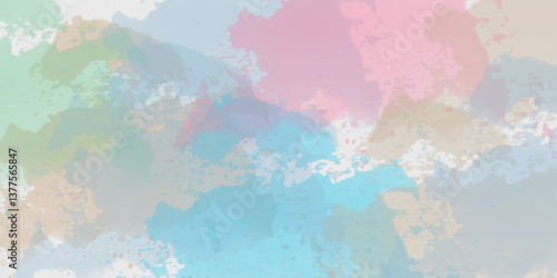 Abstract translucent multicolored watercolor background. Watercolor background. 3D illustration, 3D rendering. Colorful gradient ink colors wet effect hand drawn canvas background