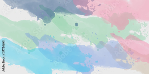Abstract translucent multicolored watercolor background. Watercolor background. 3D illustration, 3D rendering. Colorful gradient ink colors wet effect hand drawn canvas background