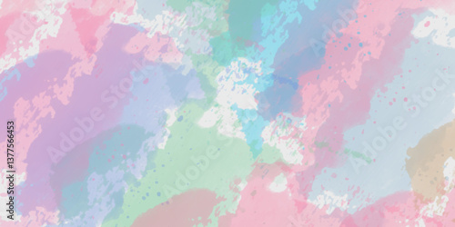 Abstract translucent multicolored watercolor background. Watercolor background. 3D illustration, 3D rendering. Colorful gradient ink colors wet effect hand drawn canvas background