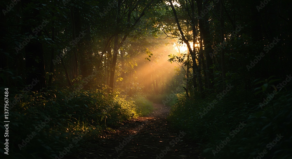 Obraz premium Sunlit Forest Path