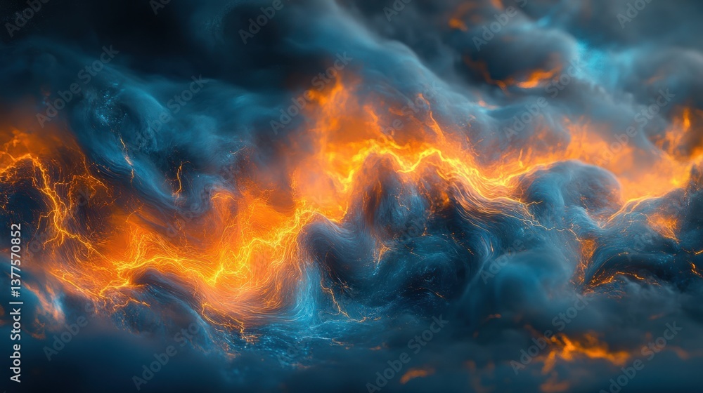 Fiery, smoky cloudscape; digital art; fiery background; design element Fiery, smoky cloudscape; digital art; fiery background; design element