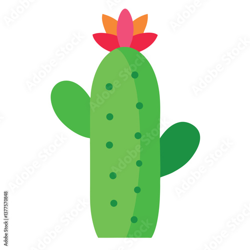 Cactus with a flower on a white background.