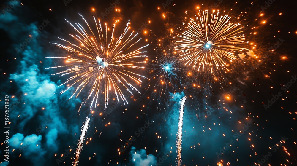 Fototapeta premium A fireworks display lighting up the night sky