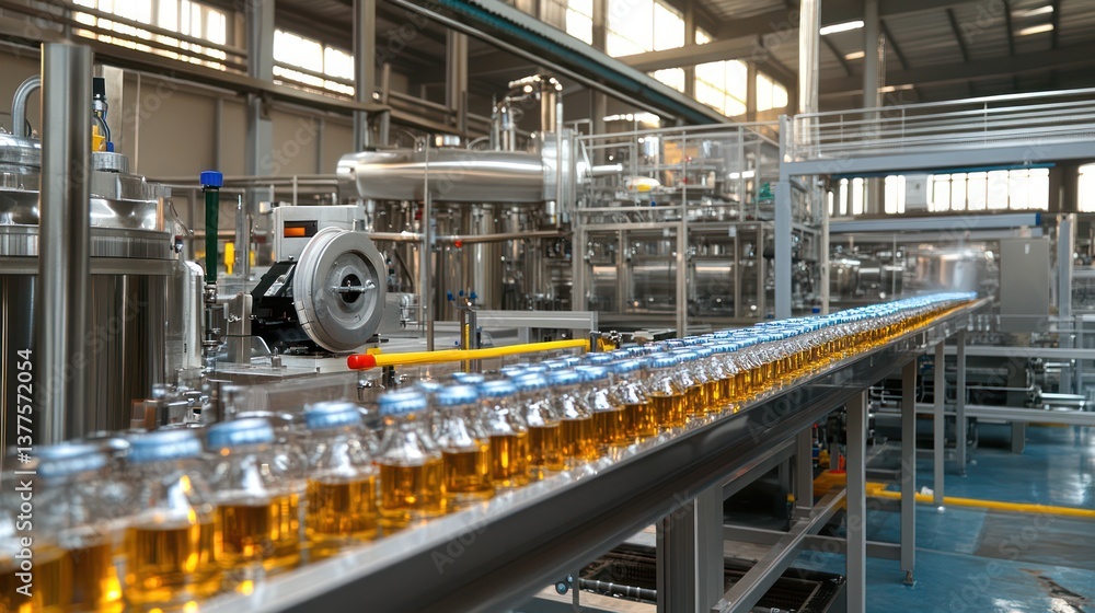 Fototapeta premium Bottling line in a modern factory