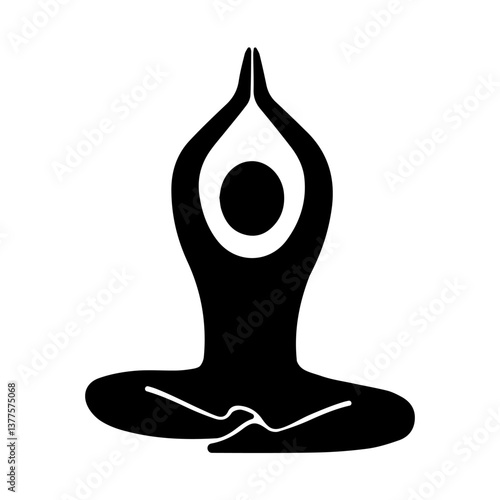 Serene yoga silhouette meditating in lotus pose for mindfulness design