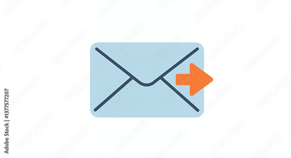 Sending Email Message with Orange Arrow Icon on Clean White Background Sending Email Message with Orange Arrow Icon on Clean White Background