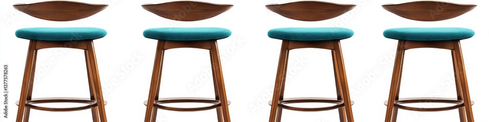 Wooden Bar Stools with Teal Seats Wooden Bar Stools with Teal Seats