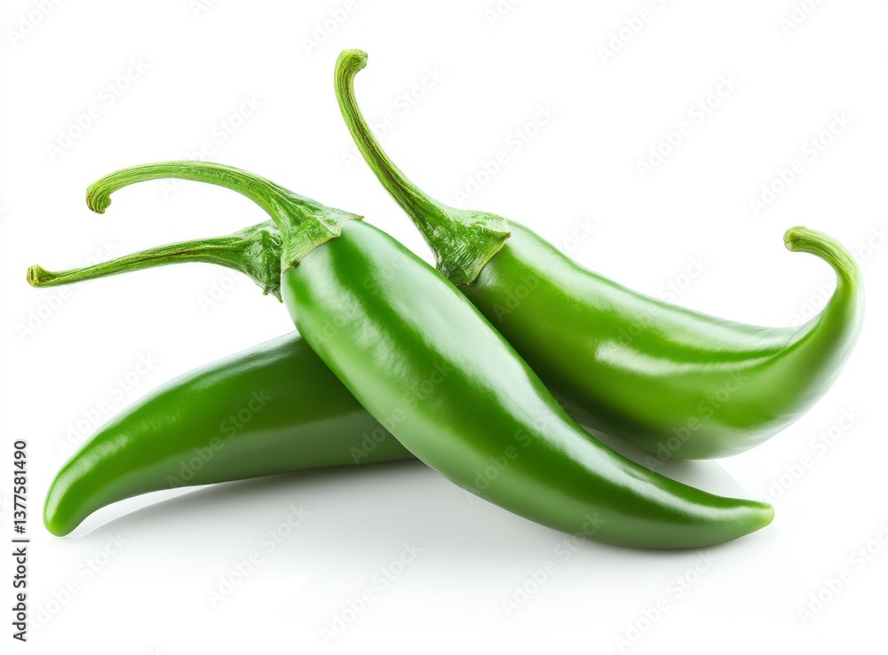 Serrano Peppers Pile Close-up Showing Vibrant Green Color and Freshness Serrano Peppers Pile Close-up Showing Vibrant Green Color and Freshness
