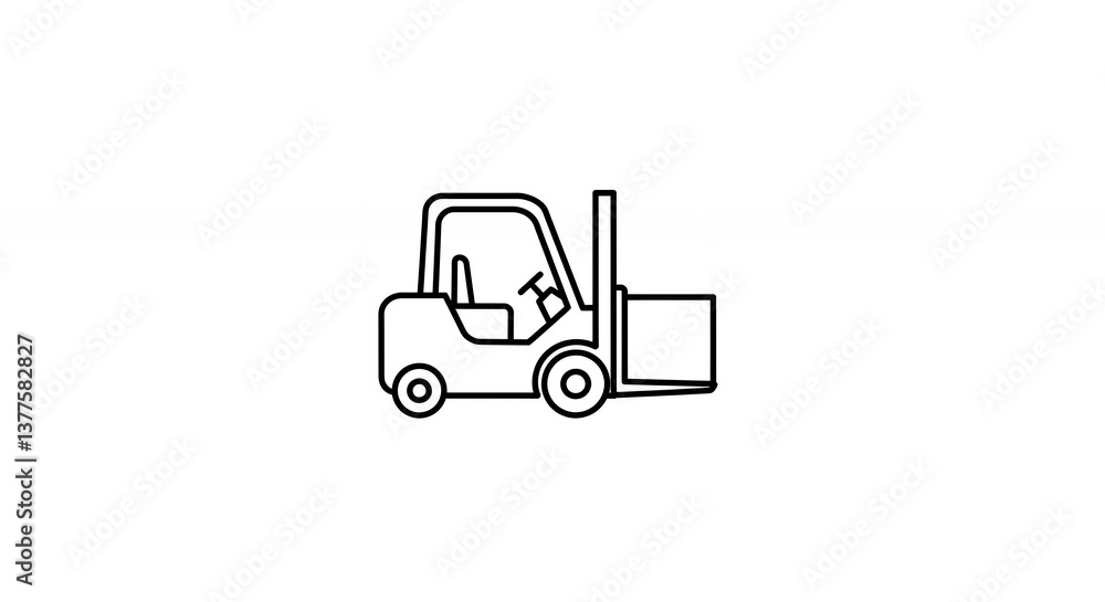 Forklift Truck Icon Simple Outline Style for Industry and Logistics Forklift Truck Icon Simple Outline Style for Industry and Logistics