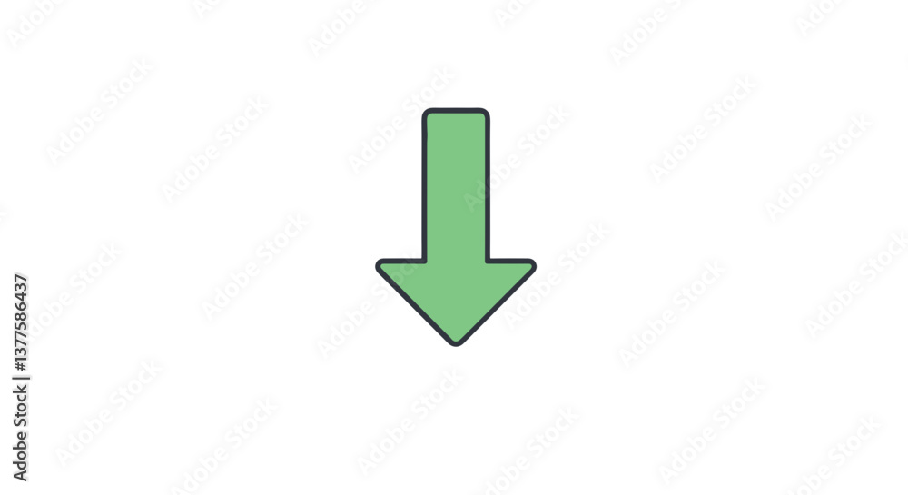 Green Arrow Symbol Pointing Down on White Background Green Arrow Symbol Pointing Down on White Background