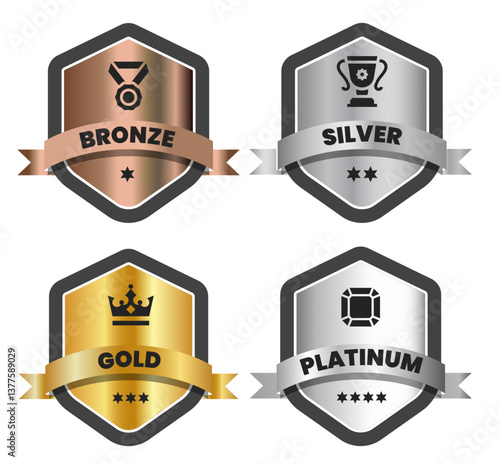 Gradient Badges Bronze, Silver, Gold and Platinium