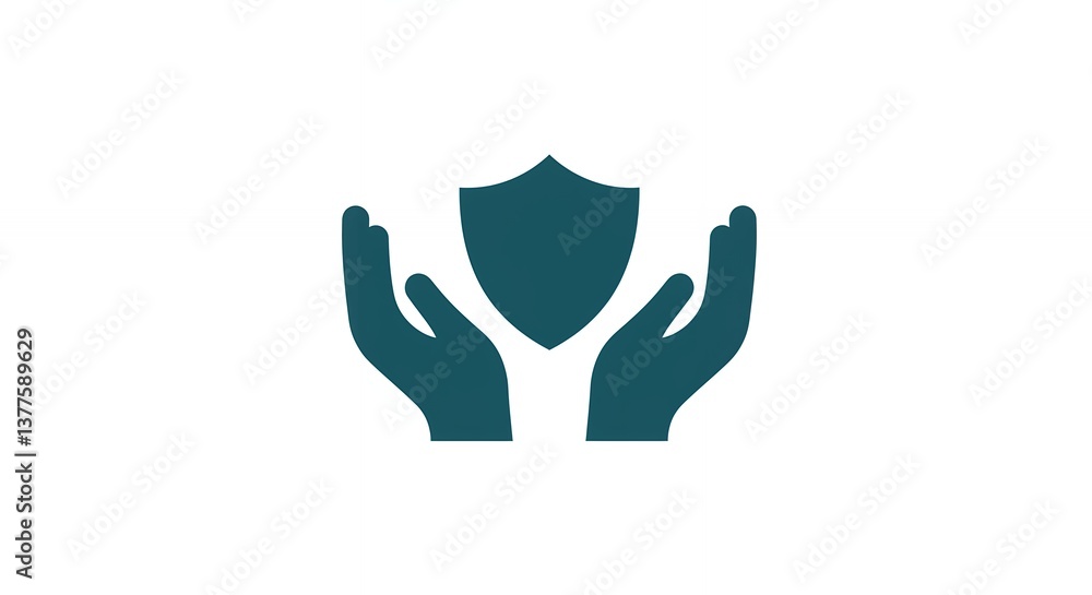 Fototapeta premium Protecting Shield Icon in Hands Represents Safety Security and Assurance
