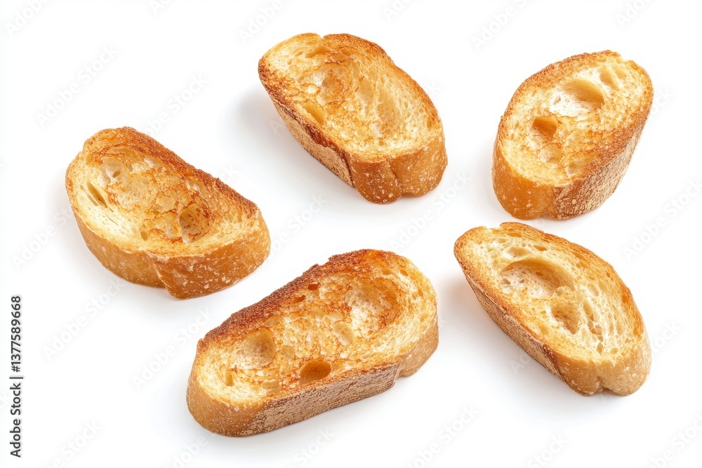 Toasted Bread Slices on White Background Close Up Food Photography Toasted Bread Slices on White Background Close Up Food Photography