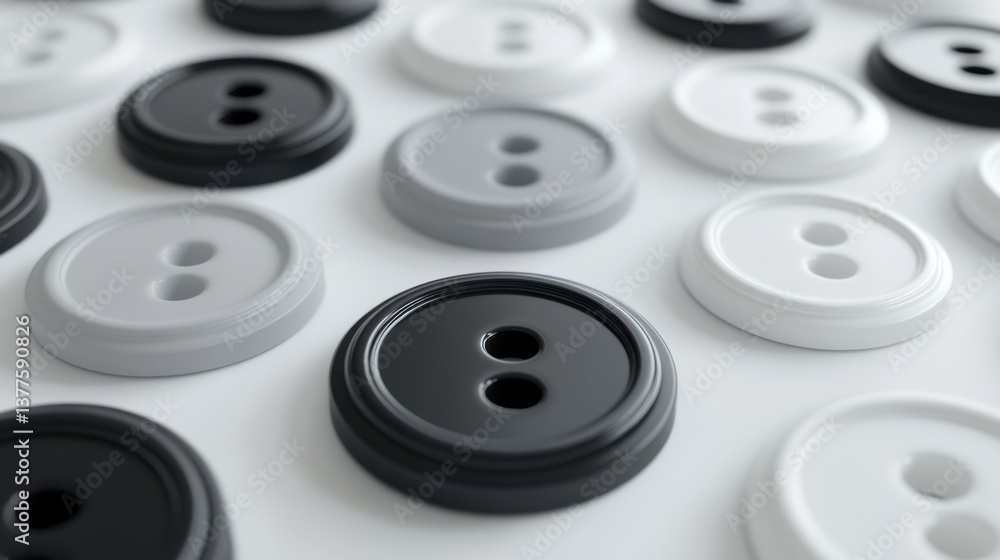 Arrangement of Black, Grey, and White Two-Hole Buttons Arrangement of Black, Grey, and White Two-Hole Buttons