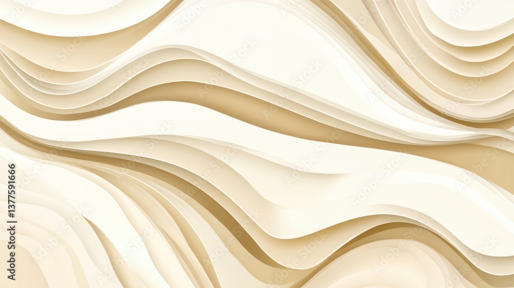 Obraz premium Beige and White Abstract Layered Wavy Pattern