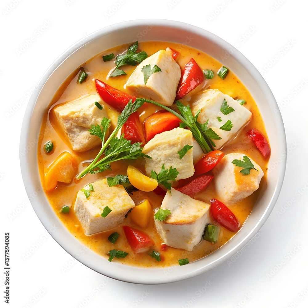 Brazilian fish moqueca stew garnished with lime and herbs Brazilian fish moqueca stew garnished with lime and herbs