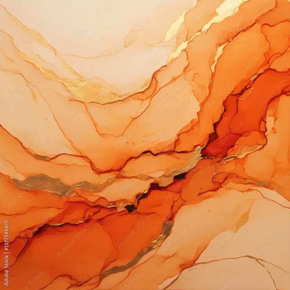 Fototapeta premium Burnt orange and soft beige with abstract golden wave patterns 3