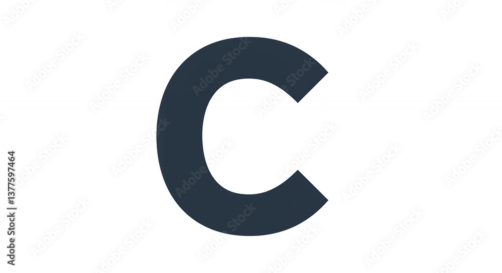 Bold Letter C on White Background for Initial or Text Illustration Bold Letter C on White Background for Initial or Text Illustration