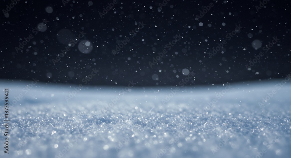 Naklejka premium Snowy landscape at night soft light bokeh effect. AI Generated