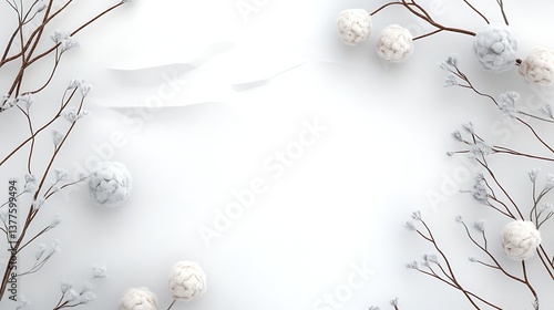 An abstract composition of floral elements on a white background