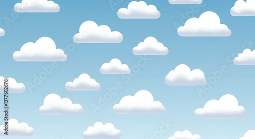 Cartoon Clouds in Blue Sky Background