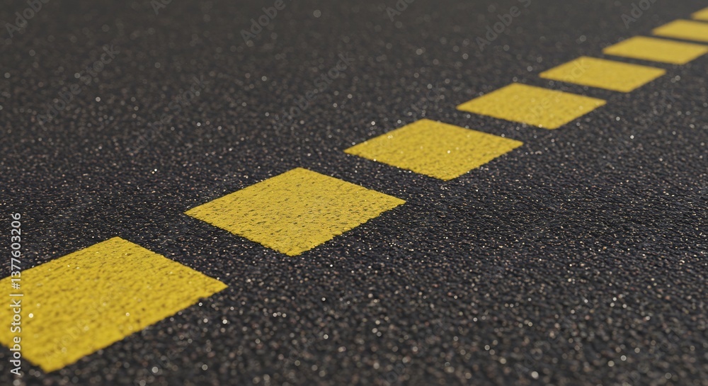 Fototapeta premium Asphalt Road Texture Yellow Square Markings. AI Generated