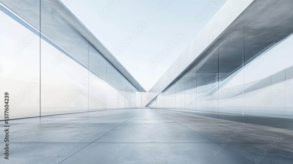 Clear glass walls and sleek concrete planes create a modern interior space emphasizing minimalism and architectural simplicity. The design enhances natural light and perspective Clear glass walls and sleek concrete planes create a modern interior space emphasizing minimalism and architectural simplicity. The design enhances natural light and perspective